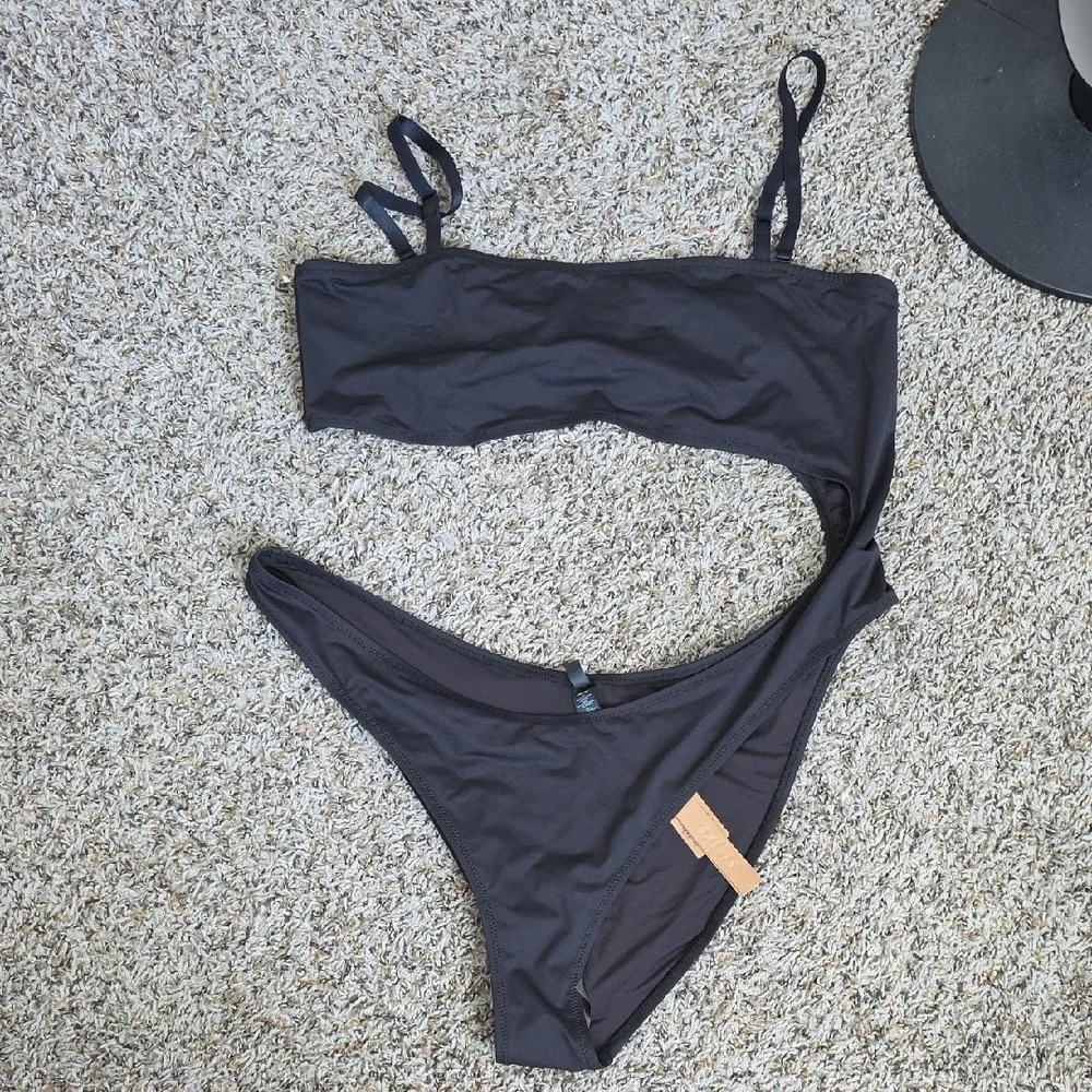 SKIMS Recycled Swim Strapless Monokini Swimsuit Onyx 4X G181
